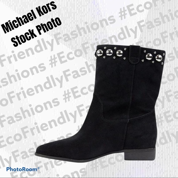 Michael Kors Hayes Suede Srudded Ankle Boots - Picture 1 of 5